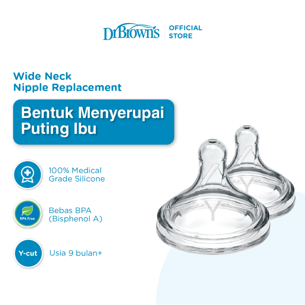 Dr. Brown's Wide Neck Teat Options+ isi 2pcs Dot Botol Susu Bayi Anti Kolik Silikon Lembut - Gambar 7
