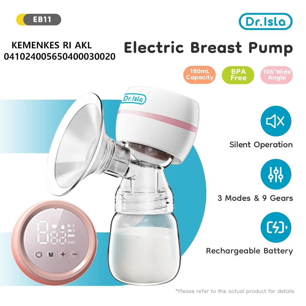 Dr.Isla EB11 Portable Electric Breast Pump Otomatis Rechargeable 180ml