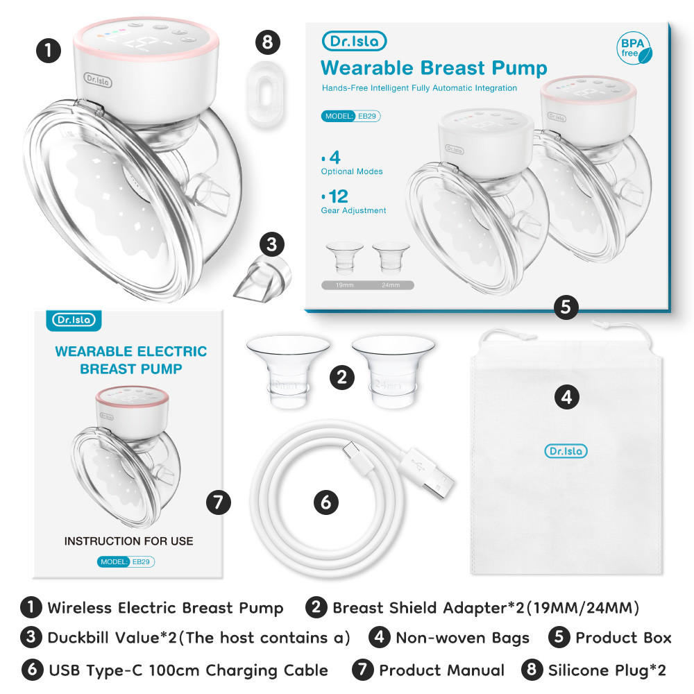 Dr.Isla EB46 Wearable Breast Pump Electric Handsfree Rechargeable 210ml - Gambar 7