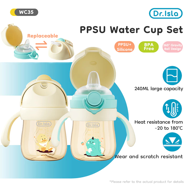 Dr.isla Botol Minum Bayi PPSU 240ml Training Cup Anti Tersedak V-Valve