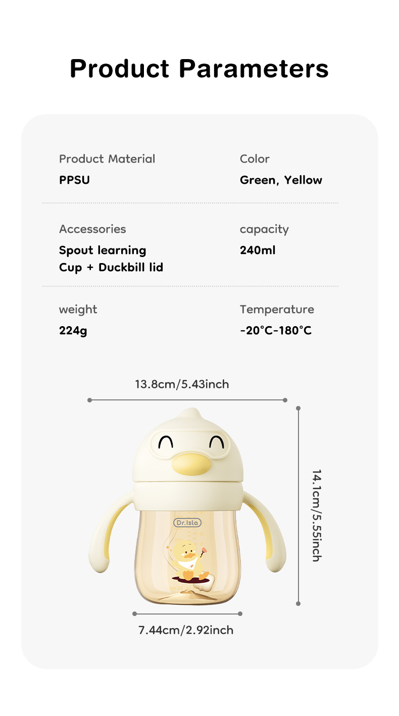Dr.isla Botol Minum Bayi PPSU 240ml Training Cup Anti Tersedak V-Valve - Gambar 12
