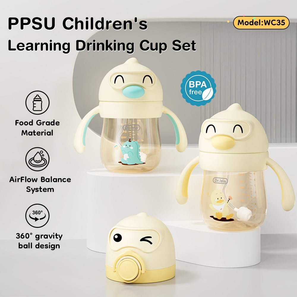 Dr.isla Botol Minum Bayi PPSU 240ml Training Cup Anti Tersedak V-Valve - Gambar 3
