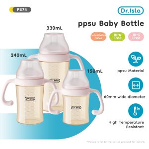 Dr.isla Botol Susu Bayi PPSU Wide Neck Anti Kolik Puting Miring Indikator Suhu PS74