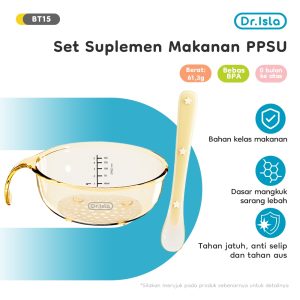 Dr.isla Set Mangkuk Makan Bayi PPSU BT15 Sendok Silikon Anti Pecah BPA Free