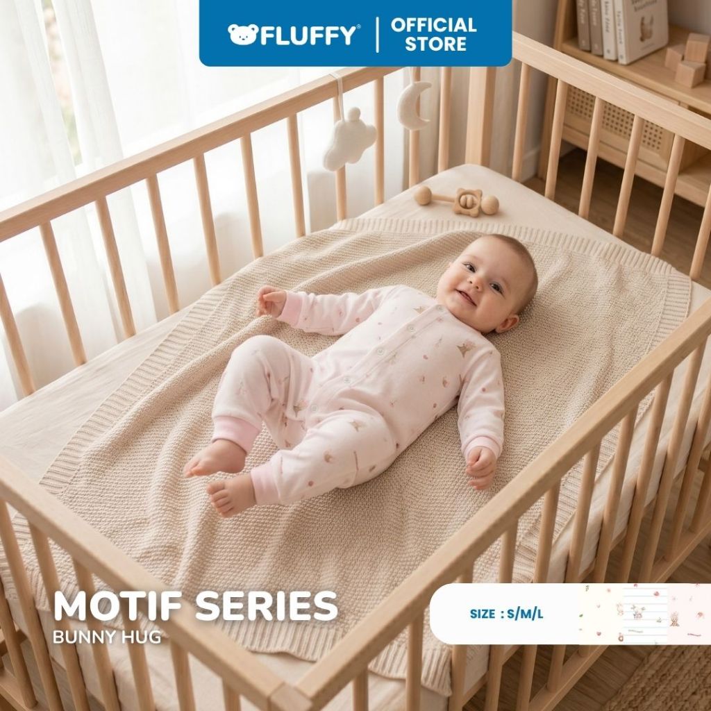 FLUFFY Jumpsuit Series Motif Pattern Isi 3 Pasang Baju Tidur Jumper Bayi SNI - Gambar 2