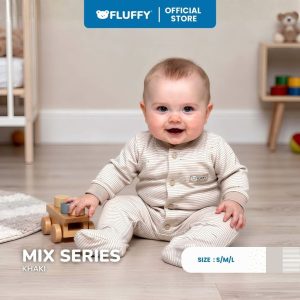 FLUFFY Sleepsuit Tutup Kaki Khaki Isi 3 Pcs Baju Jumper Panjang Bayi SNI