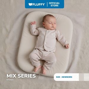 Fluffy Setelan Baju Lengan Panjang Celana Panjang Neci Khaki Newborn 3 Pasang