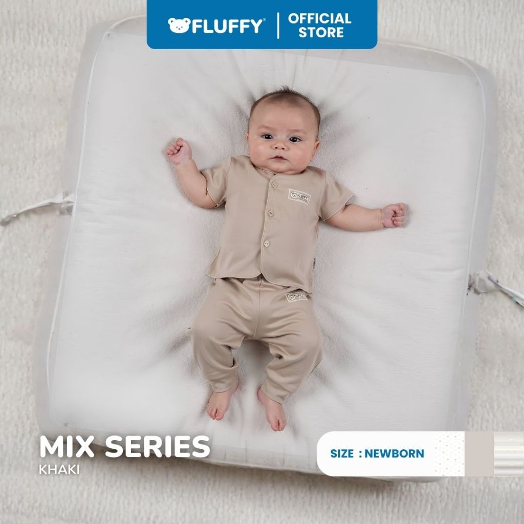 Fluffy Setelan Baju Lengan Pendek Celana Panjang Newborn Isi 3 Pasang SNI