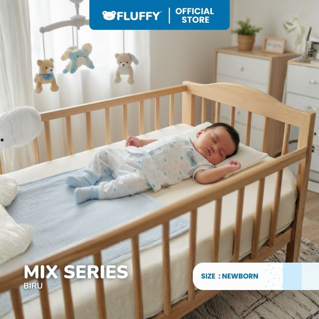 Fluffy Setelan Baju Lengan Pendek Celana Panjang Newborn Isi 3 Pasang SNI - Gambar 3