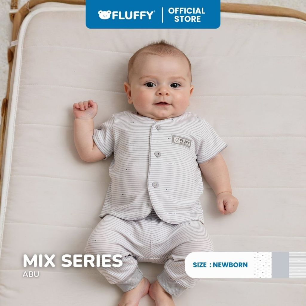 Fluffy Setelan Baju Lengan Pendek Celana Panjang Newborn Isi 3 Pasang SNI - Gambar 7