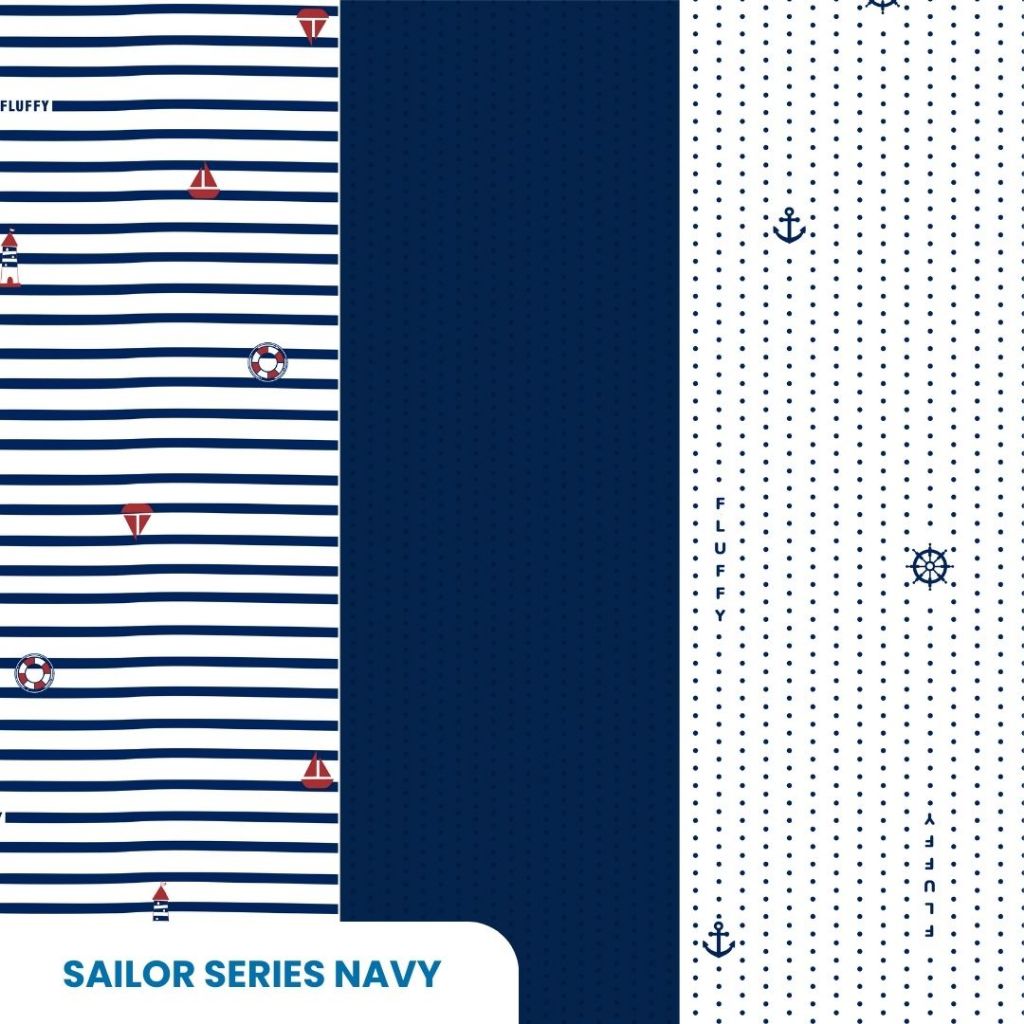 Fluffy Setelan Baju Lengan Pendek Celana Pendek Little Sailor Navy Newborn 3 Pasang - Gambar 6