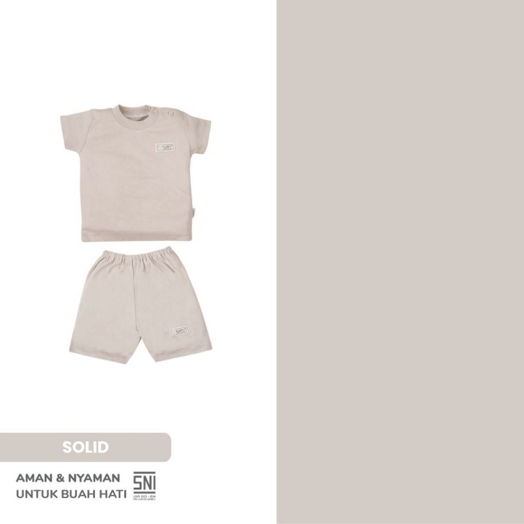 Fluffy Setelan Baju Oblong Lengan Pendek Celana Pendek KKI Khaki Isi 3 Pasang S M L - Gambar 5