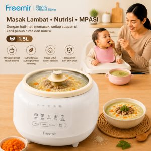 Freemir Smart Slow Cooker Digital 1,2L Alat Masak MPASI Bayi Low Carbo