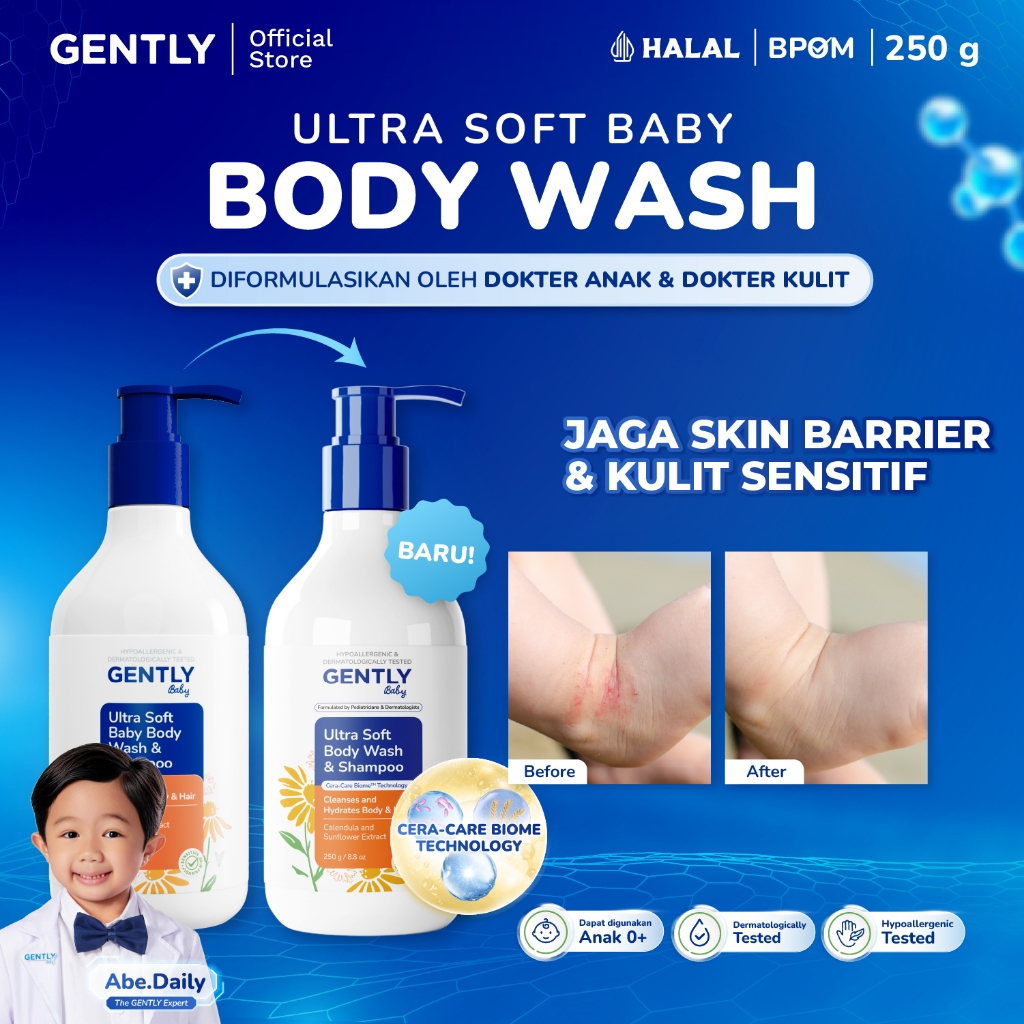 Gently Baby Wash Shampoo Ultra Soft 250ml Sabun Sampo Bayi Kulit Sensitif Anti Iritasi - Gambar 3