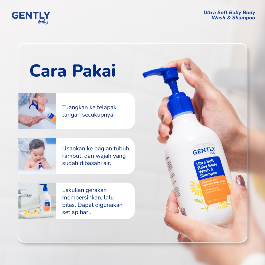 Gently Baby Wash Shampoo Ultra Soft 250ml Sabun Sampo Bayi Kulit Sensitif Anti Iritasi - Gambar 6