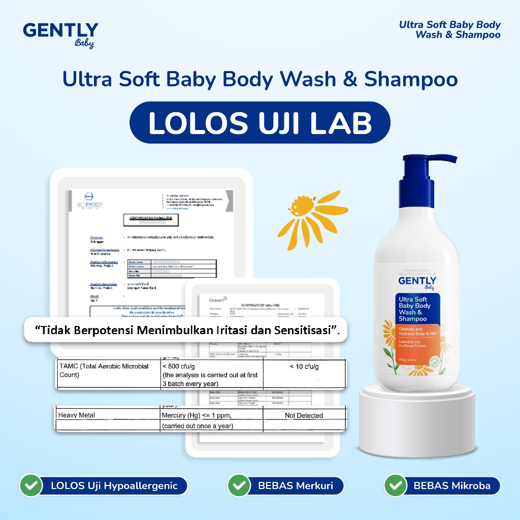 Gently Baby Wash Shampoo Ultra Soft 250ml Sabun Sampo Bayi Kulit Sensitif Anti Iritasi - Gambar 7