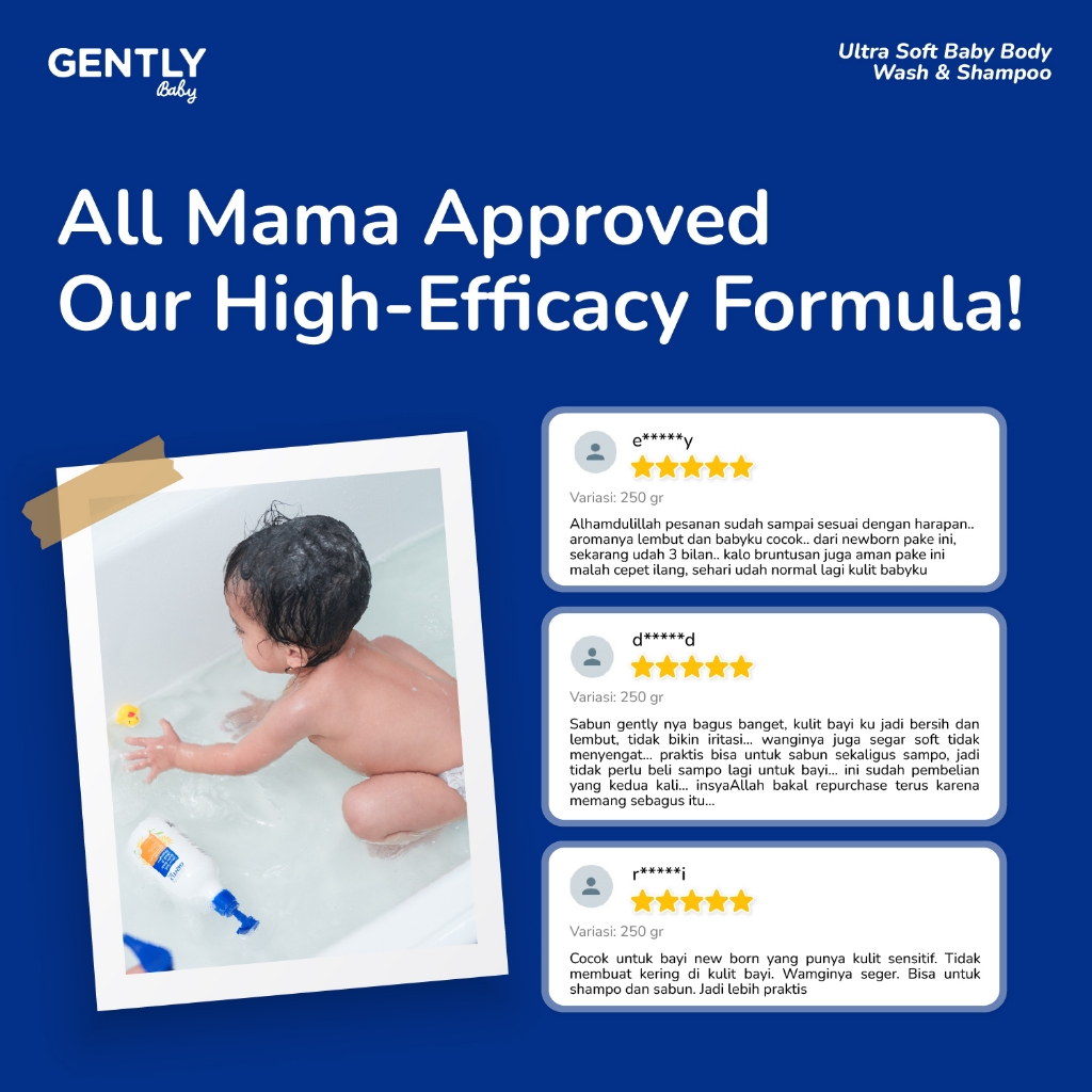 Gently Baby Wash Shampoo Ultra Soft 250ml Sabun Sampo Bayi Kulit Sensitif Anti Iritasi - Gambar 9