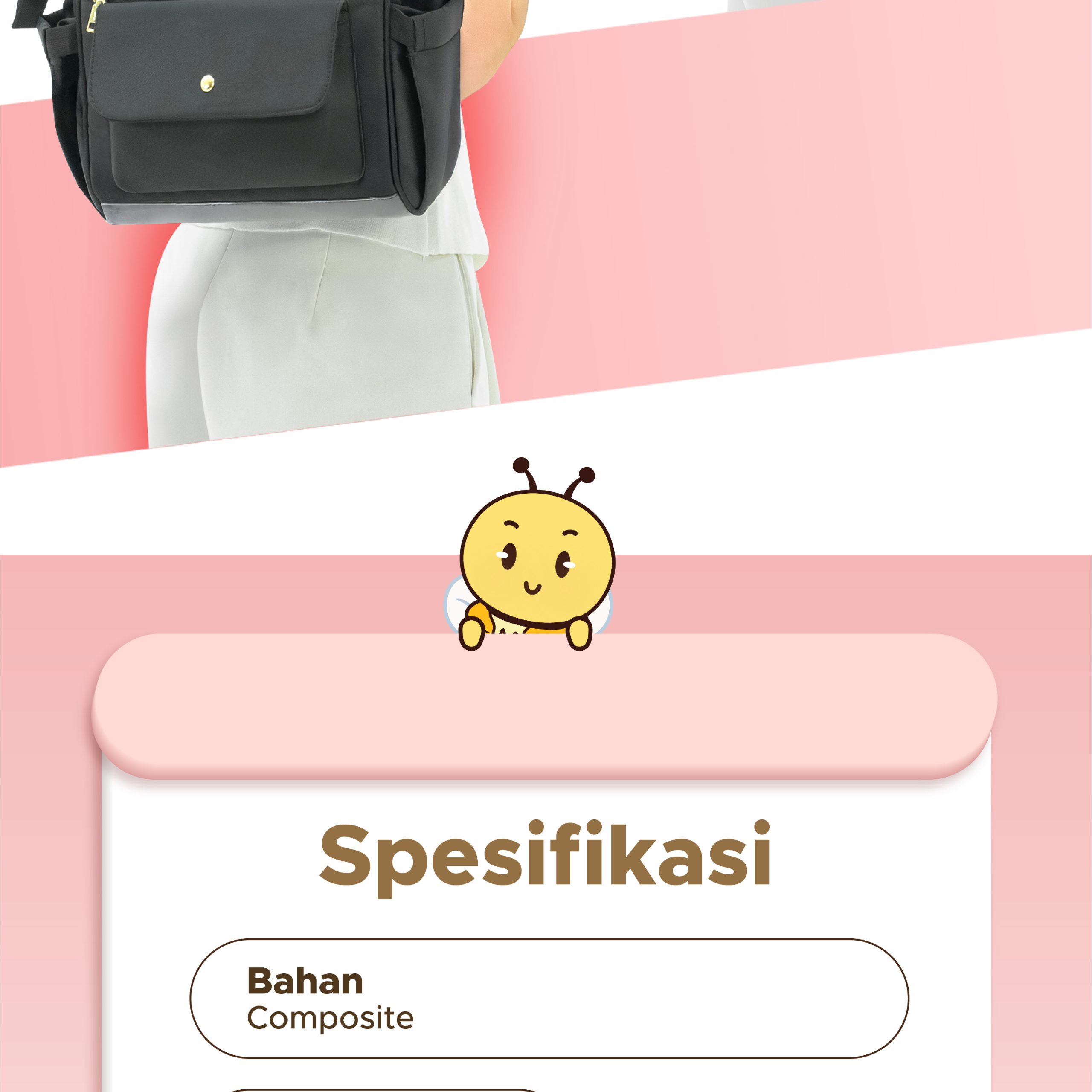 Honey Boo Jolly Diaper Bag Tas Ransel Totebag Bayi Multisekat Composite Waterproof - Gambar 12