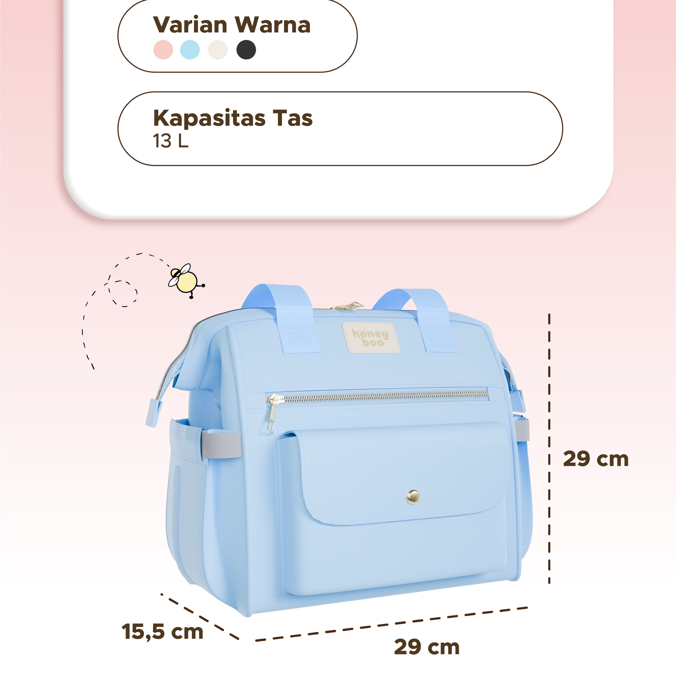 Honey Boo Jolly Diaper Bag Tas Ransel Totebag Bayi Multisekat Composite Waterproof - Gambar 13