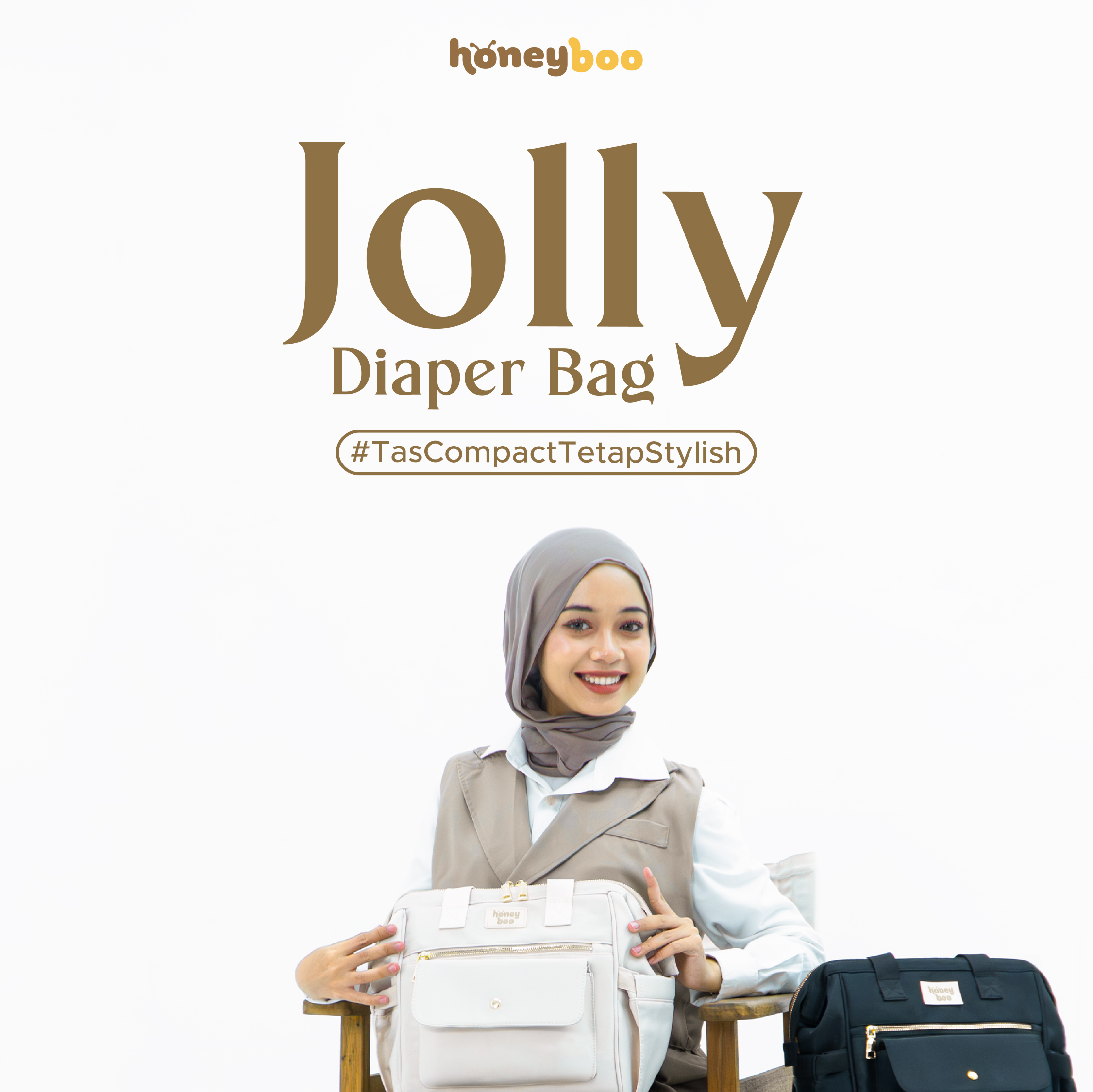 Honey Boo Jolly Diaper Bag Tas Ransel Totebag Bayi Multisekat Composite Waterproof - Gambar 8