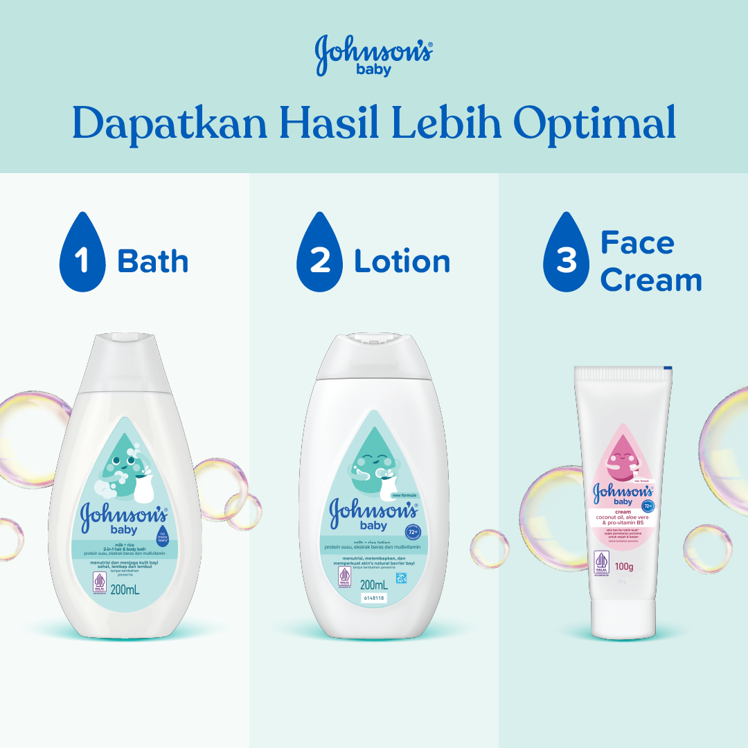 Johnson's Baby Hair Body Bath Milk Rice 1 Liter Sabun Mandi Bayi 2 in 1 1000ml - Gambar 2
