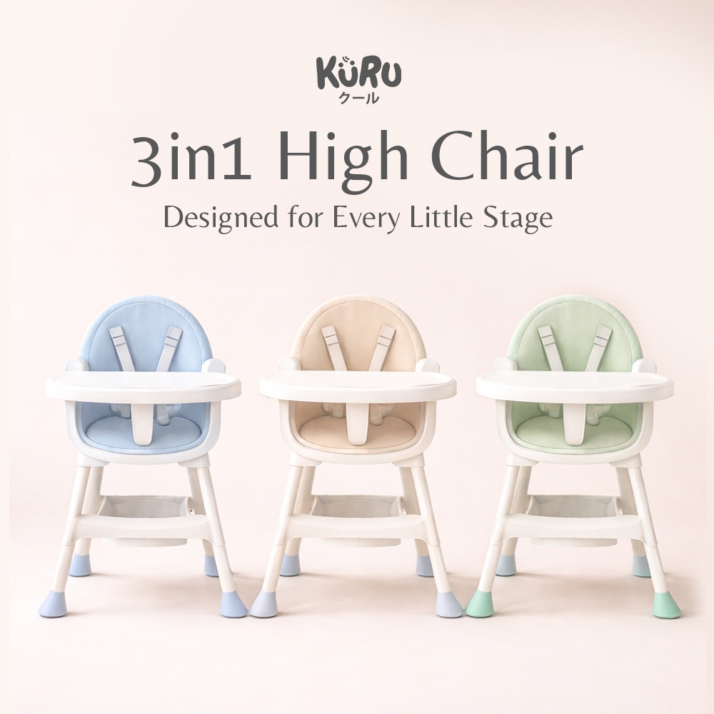 KURU 3in1 High Chair HC-8953 Kursi Makan Bayi Leather Booster Chair