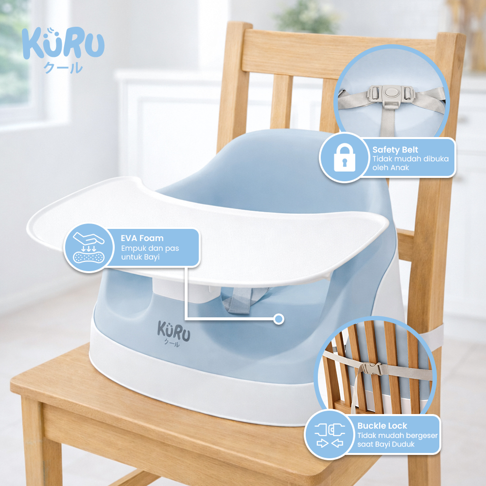 Kursi Makan & Mandi Bayi KURU 3in1 Booster Chair Portable EVA Foam - Gambar 8