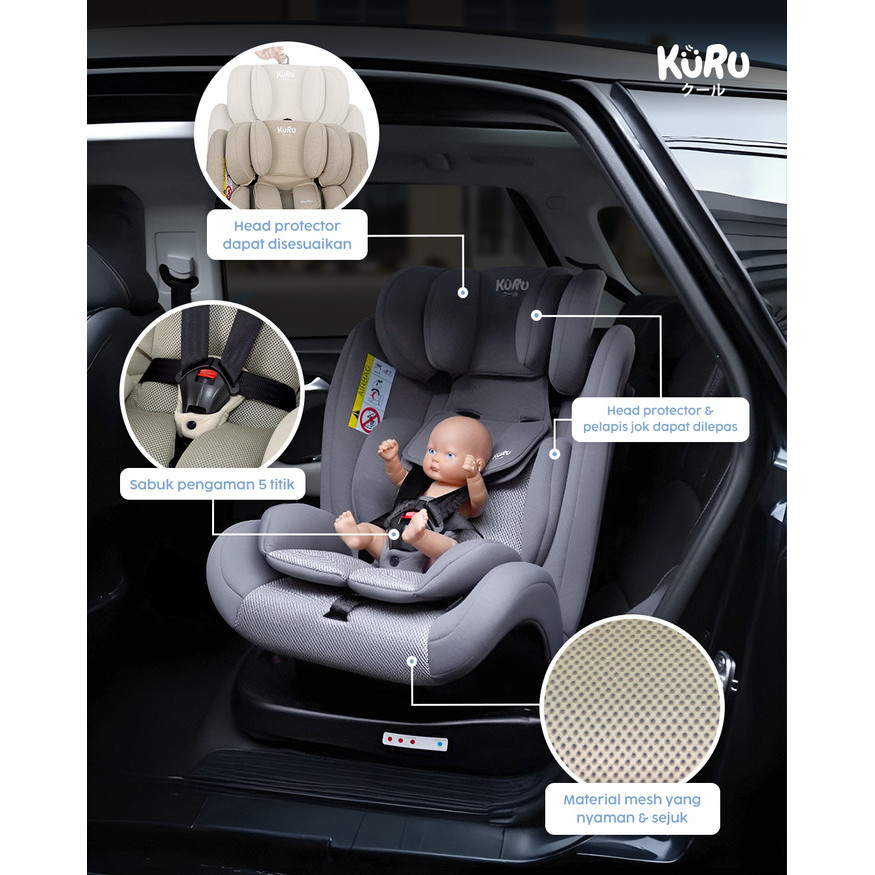 Kursi Mobil Anak Kuru Cloud 360 Rotation Isofix - Car Seat Bayi Multifungsi Newborn 12 Tahun - Gambar 2