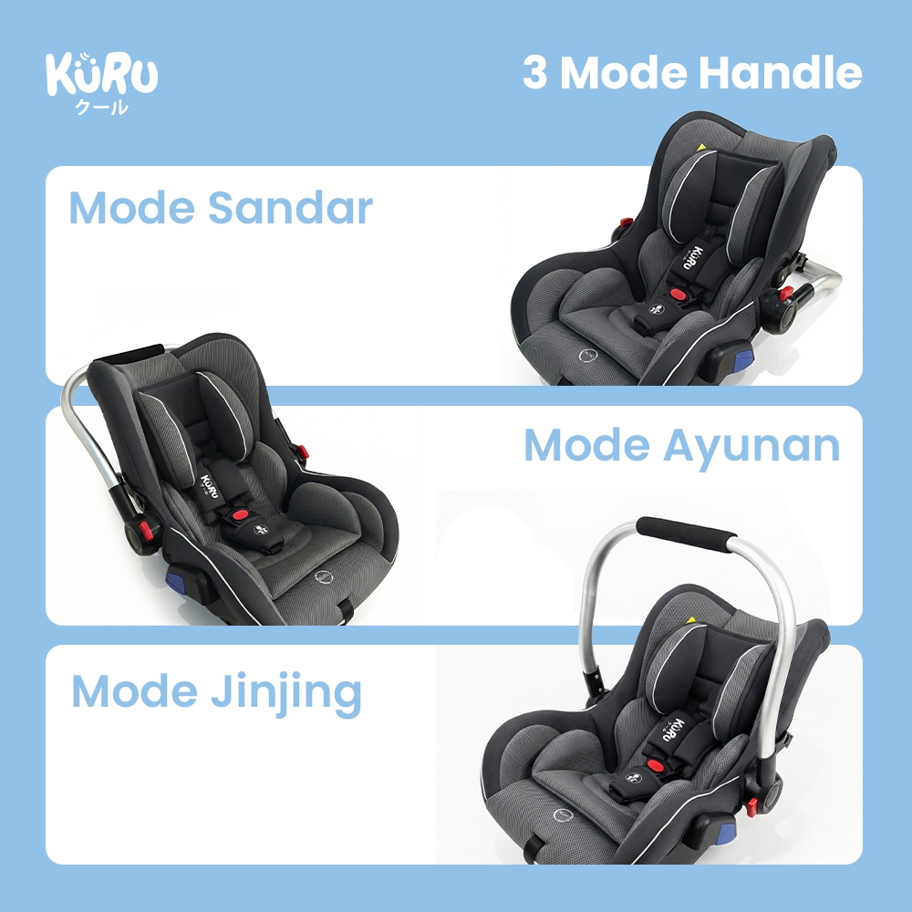 Kursi Mobil Bayi KURU Basic Portable Light Weight - Carseat Infant Carry Basket 0-15 Bulan - Gambar 5