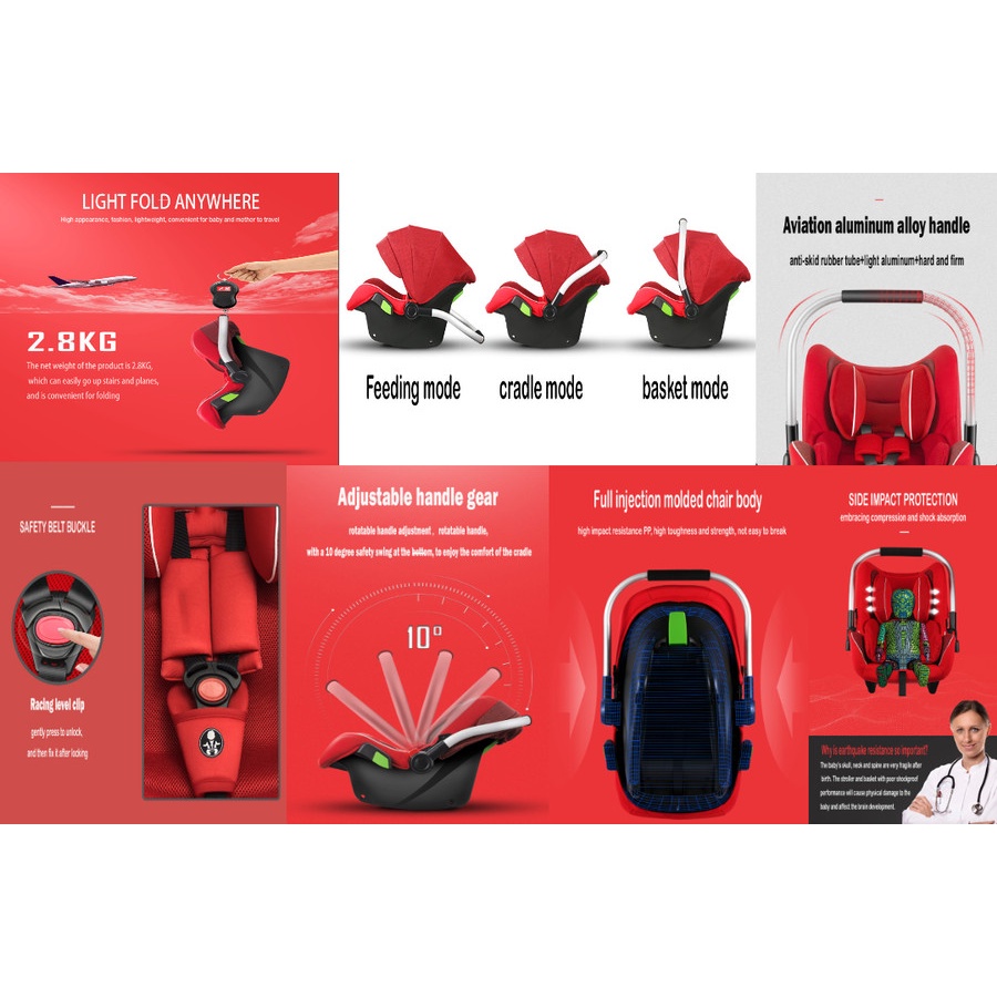 Kursi Mobil Bayi KURU Basic Portable Light Weight - Carseat Infant Carry Basket 0-15 Bulan - Gambar 6