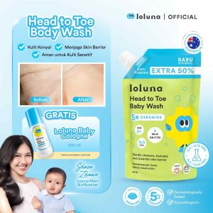LOLUNA Head to Toe Baby Wash 450ml Refill Sabun Sampo Bayi Sensitif 5x Ceramide