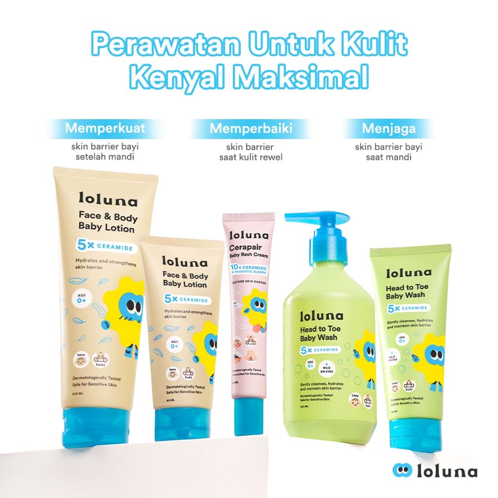 LOLUNA Head to Toe Baby Wash 450ml Refill Sabun Sampo Bayi Sensitif 5x Ceramide - Gambar 9