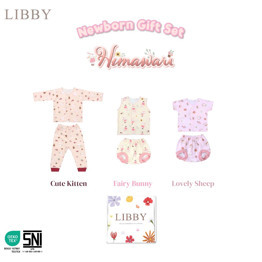 Libby Baby Gift Set Box Paket Lahiran Bayi Newborn Hemat 3 Stel Baju Celana - Gambar 10