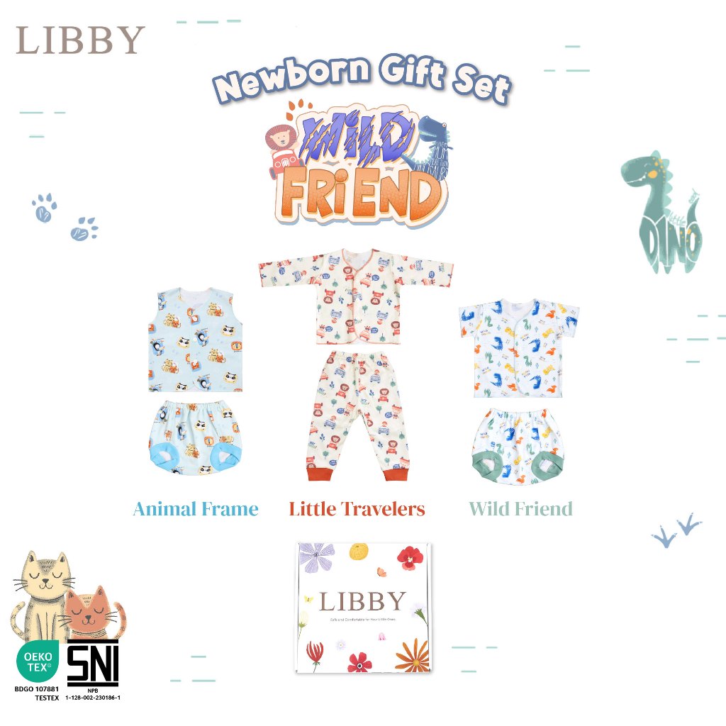 Libby Baby Gift Set Box Paket Lahiran Bayi Newborn Hemat 3 Stel Baju Celana - Gambar 3