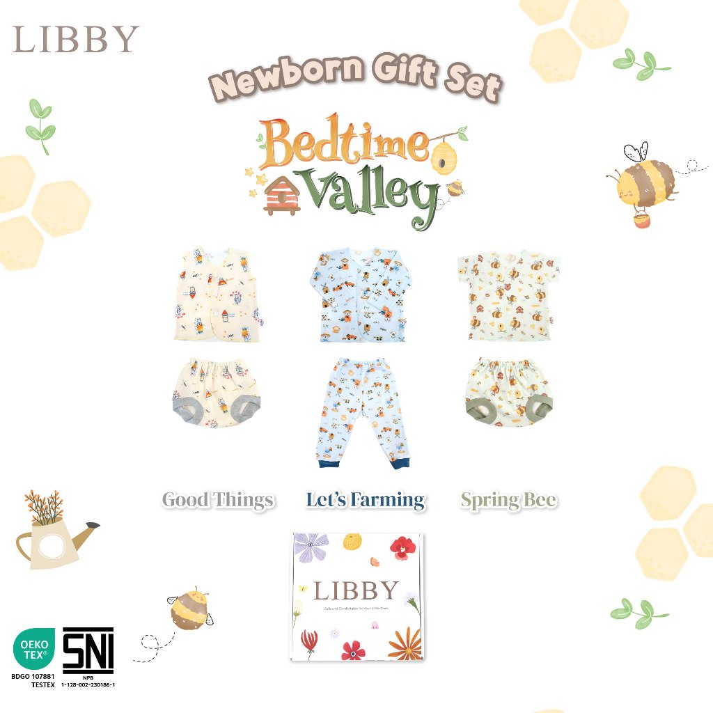 Libby Baby Gift Set Box Paket Lahiran Bayi Newborn Hemat 3 Stel Baju Celana - Gambar 4