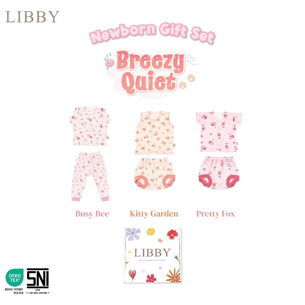 Libby Baby Gift Set Box Paket Lahiran Bayi Newborn Hemat 3 Stel Baju Celana - Gambar 5