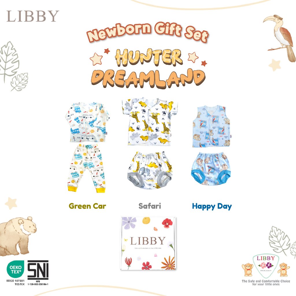Libby Baby Gift Set Box Paket Lahiran Bayi Newborn Hemat 3 Stel Baju Celana - Gambar 6