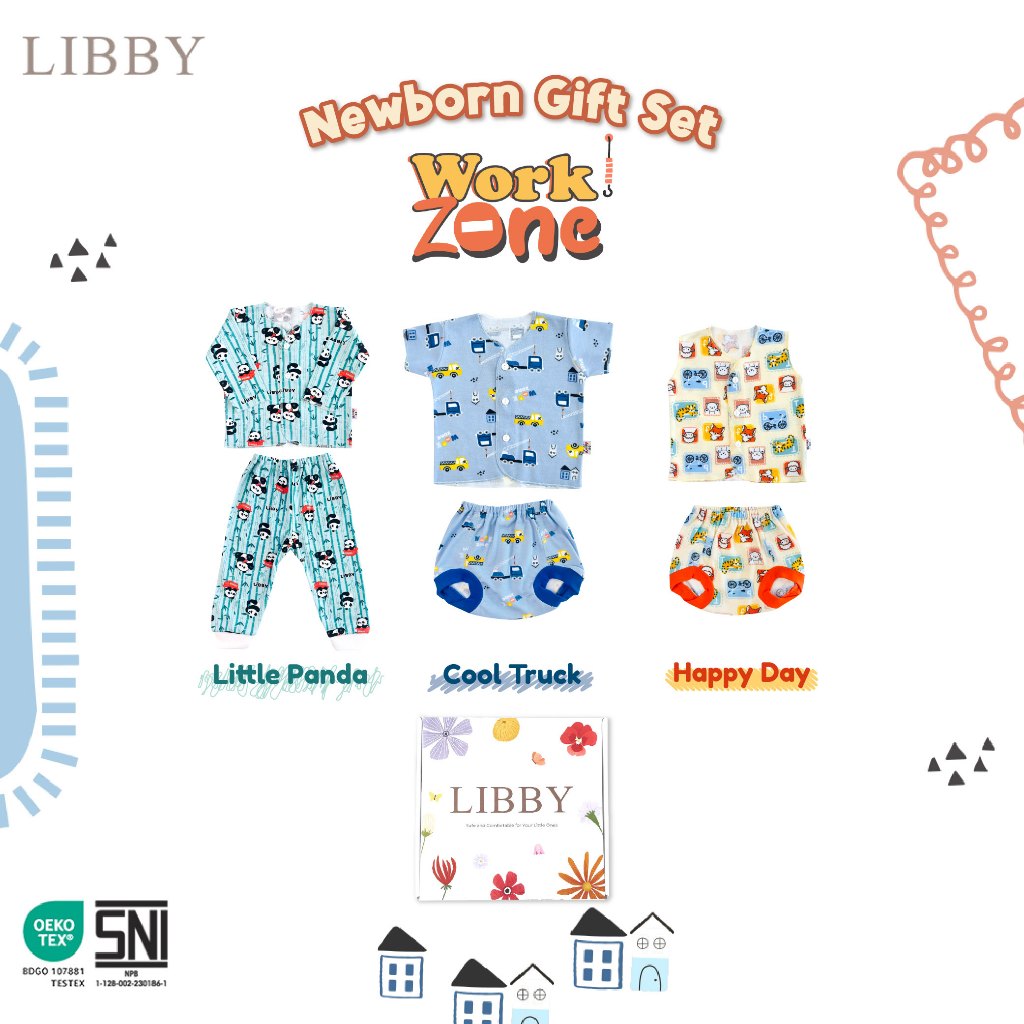 Libby Baby Gift Set Box Paket Lahiran Bayi Newborn Hemat 3 Stel Baju Celana - Gambar 7