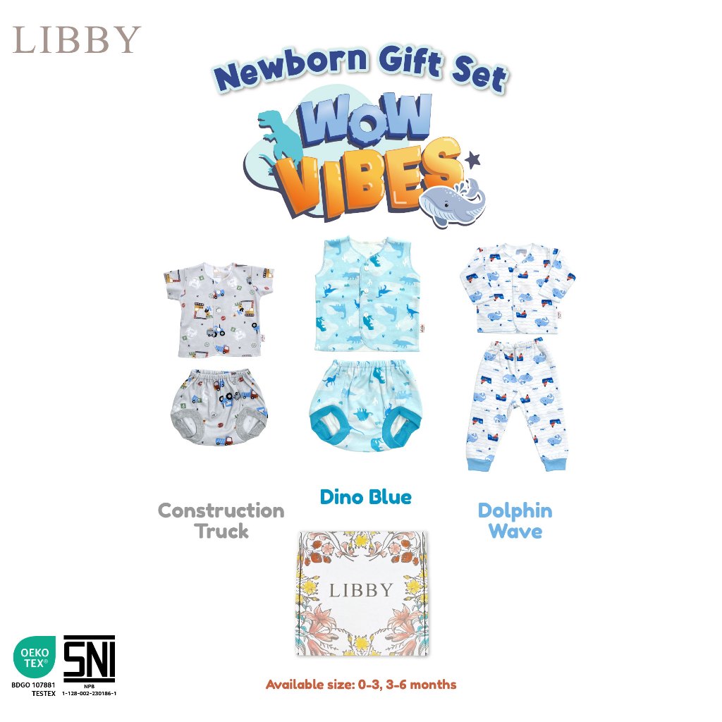 Libby Baby Gift Set Box Paket Lahiran Bayi Newborn Hemat 3 Stel Baju Celana - Gambar 8