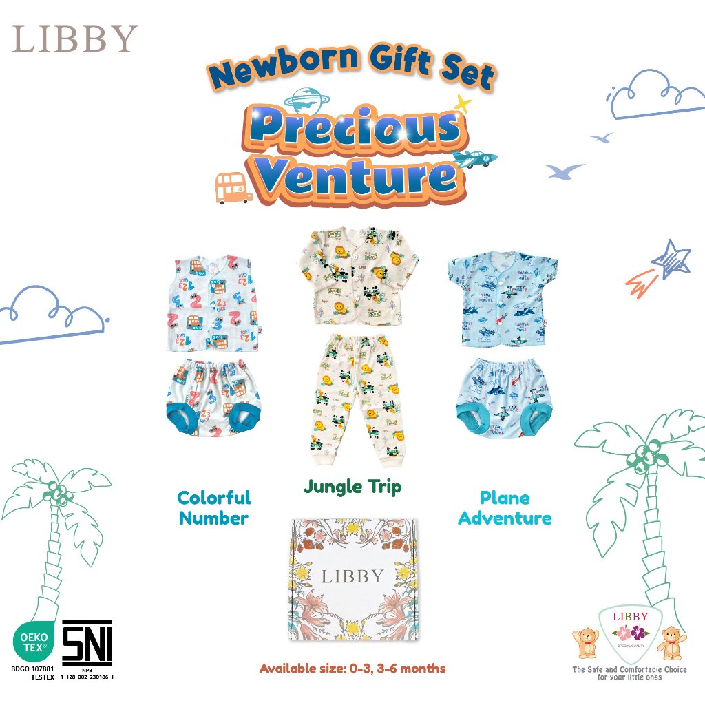 Libby Baby Gift Set Box Paket Lahiran Bayi Newborn Hemat 3 Stel Baju Celana - Gambar 9