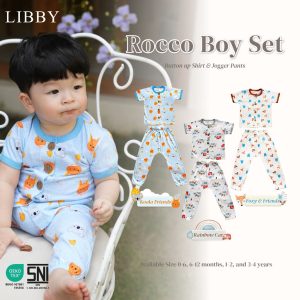 Libby Earth Setelan Baju Kancing Pendek Celana Panjang Joger Rocco Set Boy