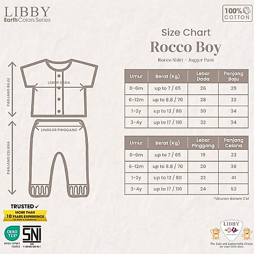 Libby Earth Setelan Baju Kancing Pendek Celana Panjang Joger Rocco Set Boy - Gambar 8