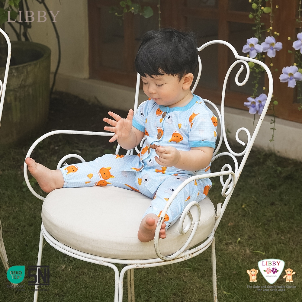 Libby Earth Setelan Baju Kancing Pendek Celana Panjang Joger Rocco Set Boy - Gambar 7