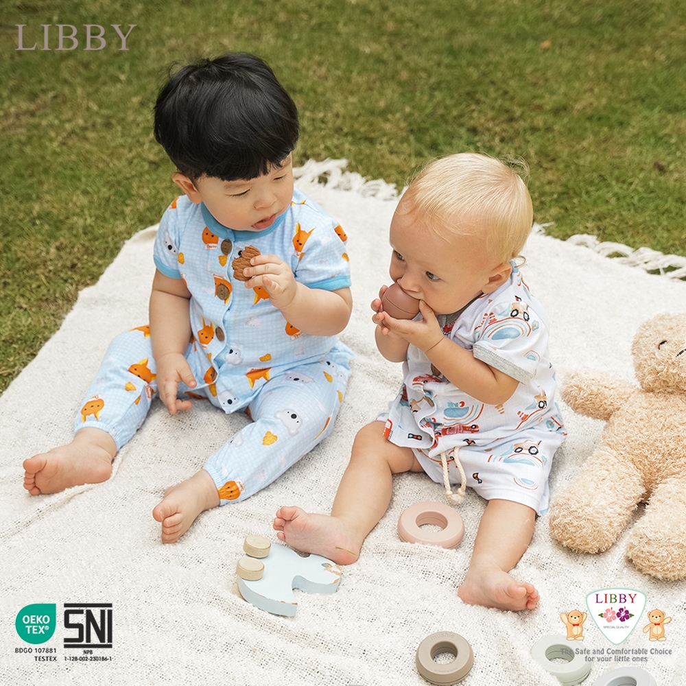 Libby Earth Setelan Baju Kancing Pendek Celana Panjang Joger Rocco Set Boy - Gambar 6