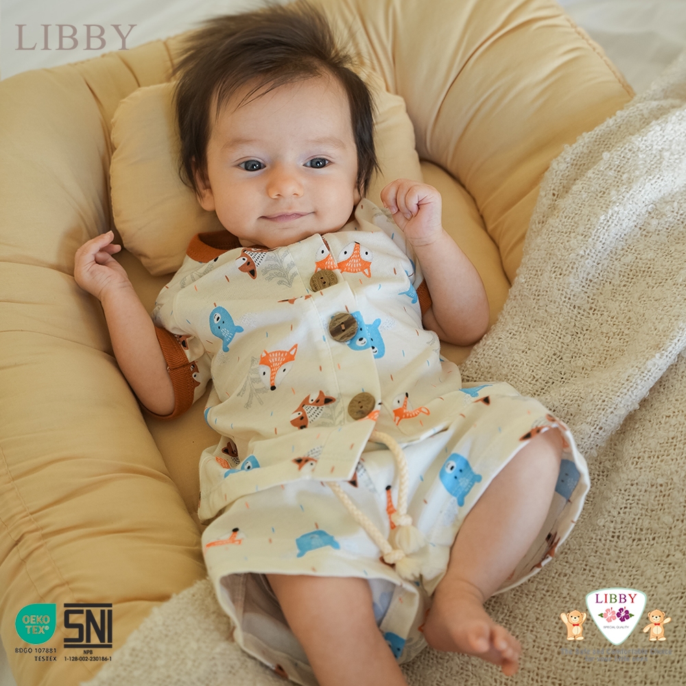 Libby Earth Setelan Baju Kancing Pendek Celana Panjang Joger Rocco Set Boy - Gambar 4