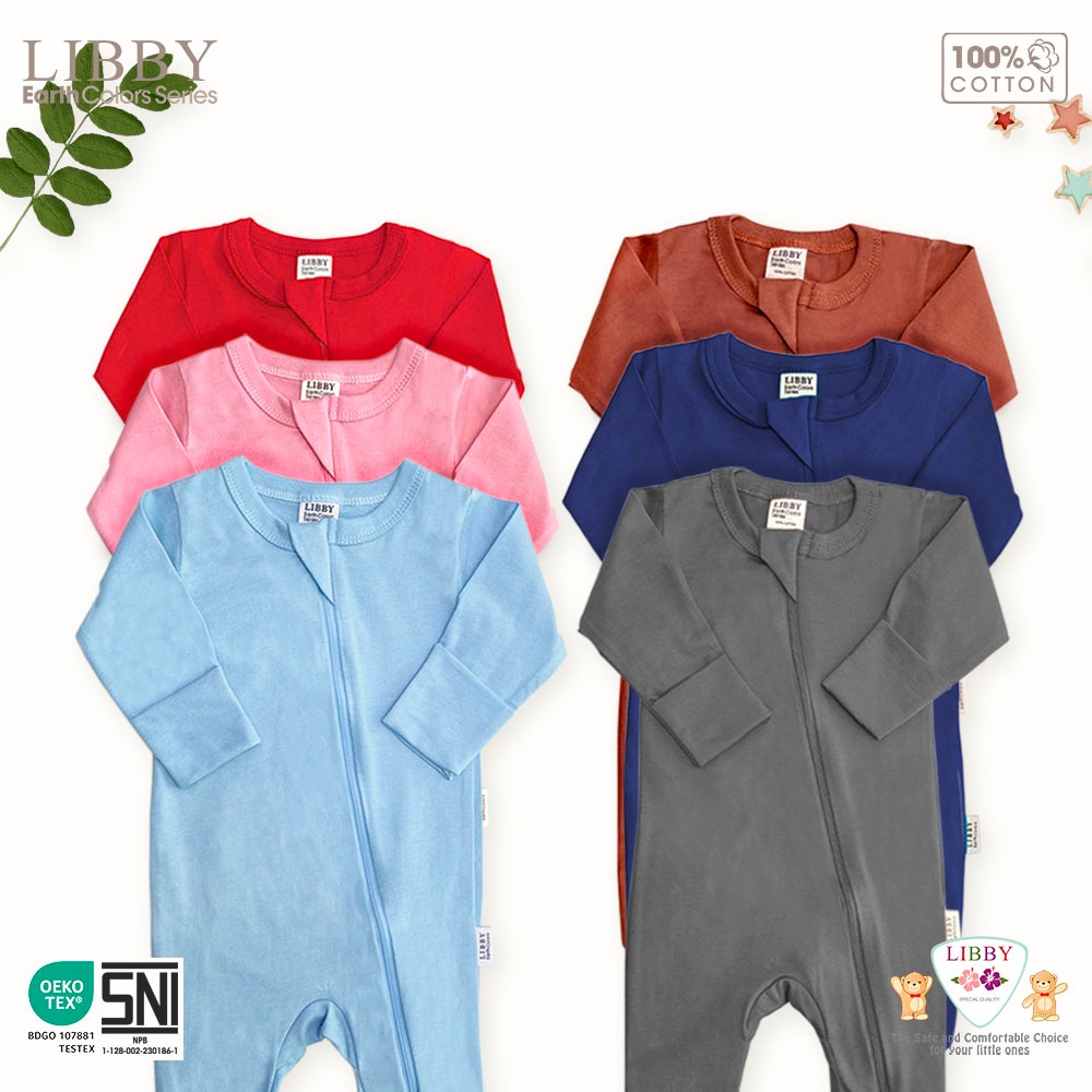 Libby Zippy Suit Sleepsuit Baju Tidur Bayi Lengan Panjang Double Zipper Sarung Tangan Kaki - Gambar 6
