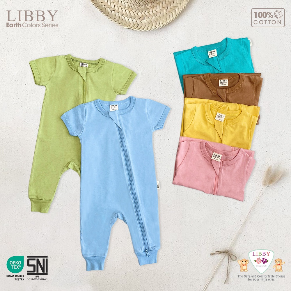 Libby Zippy Suit Sleepsuit Baju Tidur Bayi Lengan Pendek Double Zipper Katun Oeko Tex - Gambar 7