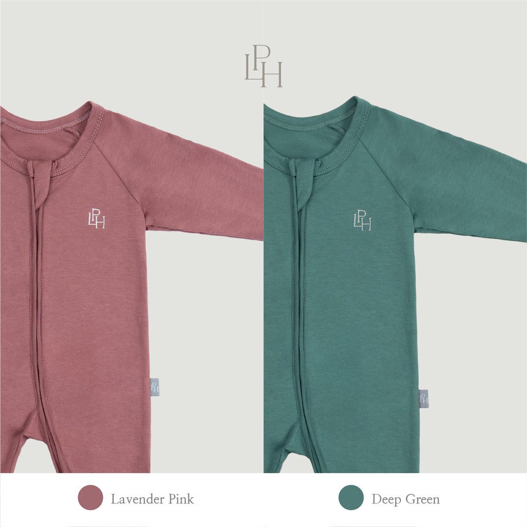 Little Palmerhaus Footie Sleepsuit Baju Tidur Bayi Zipper Cotton Modal - Gambar 3