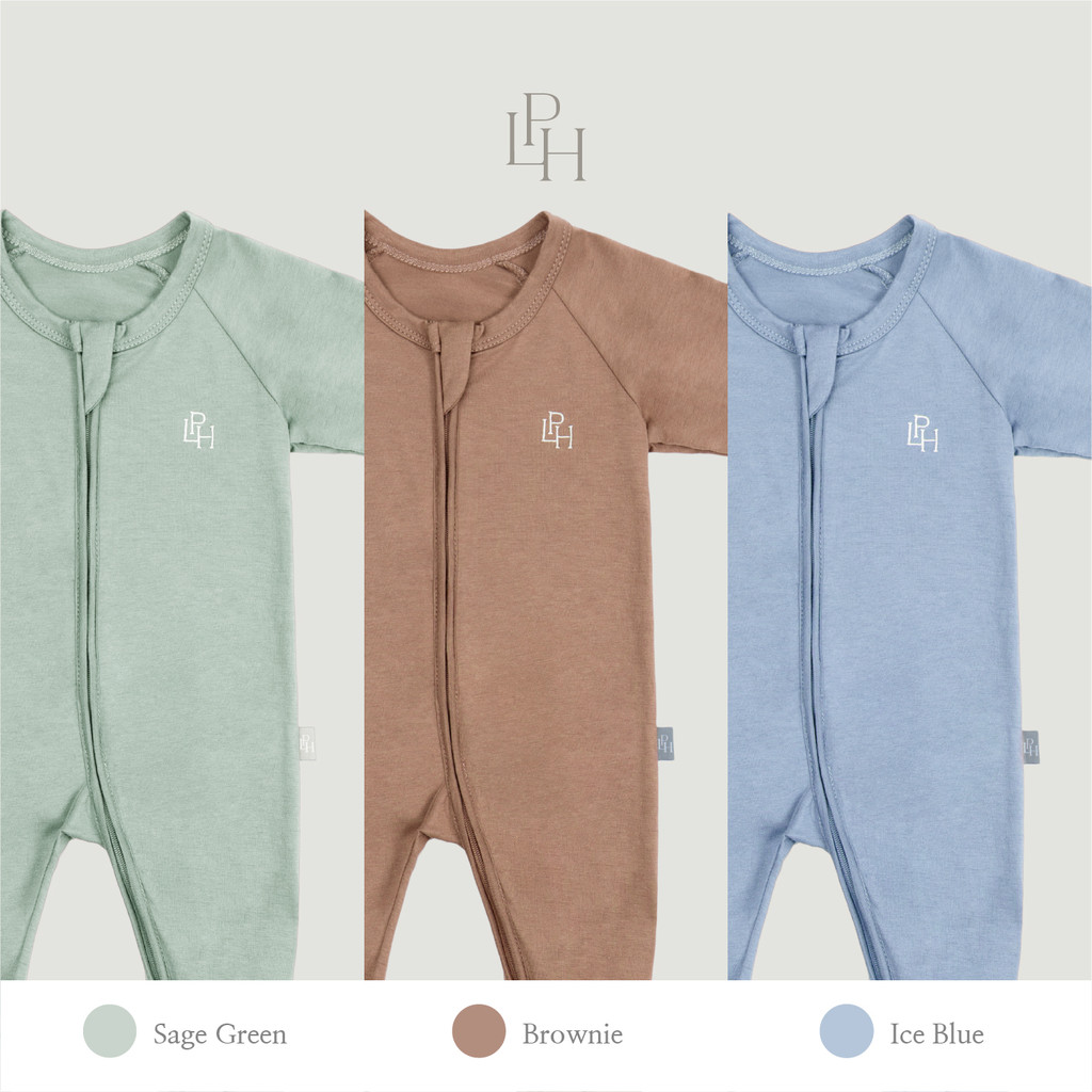 Little Palmerhaus Footie Sleepsuit Baju Tidur Bayi Zipper Cotton Modal - Gambar 5