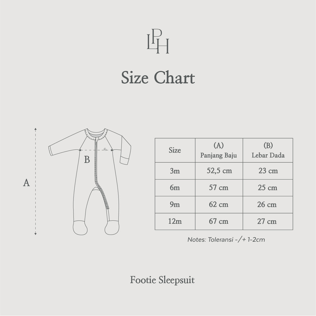 Little Palmerhaus Footie Sleepsuit Baju Tidur Bayi Zipper Cotton Modal - Gambar 6